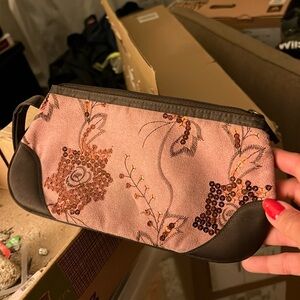 Floral Pink and Brown Clutch